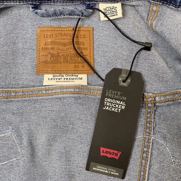 Levi's Premium Wmns M Denim Original Trucker Jacket Big E Tag w Netflix Patches - Picture 9 of 11